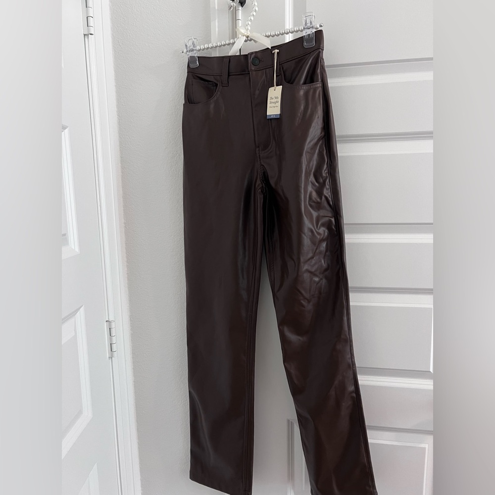 Brown Faux Leather Pants